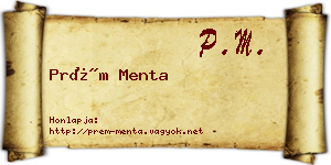 Prém Menta névjegykártya